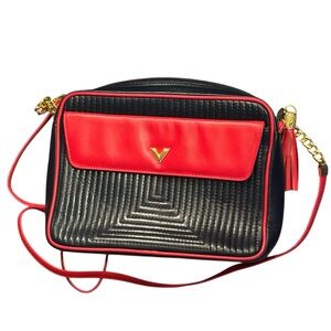 Valentino Stunning Red & Blue Nautical Italy Crossbody Shoulder Leather Purse